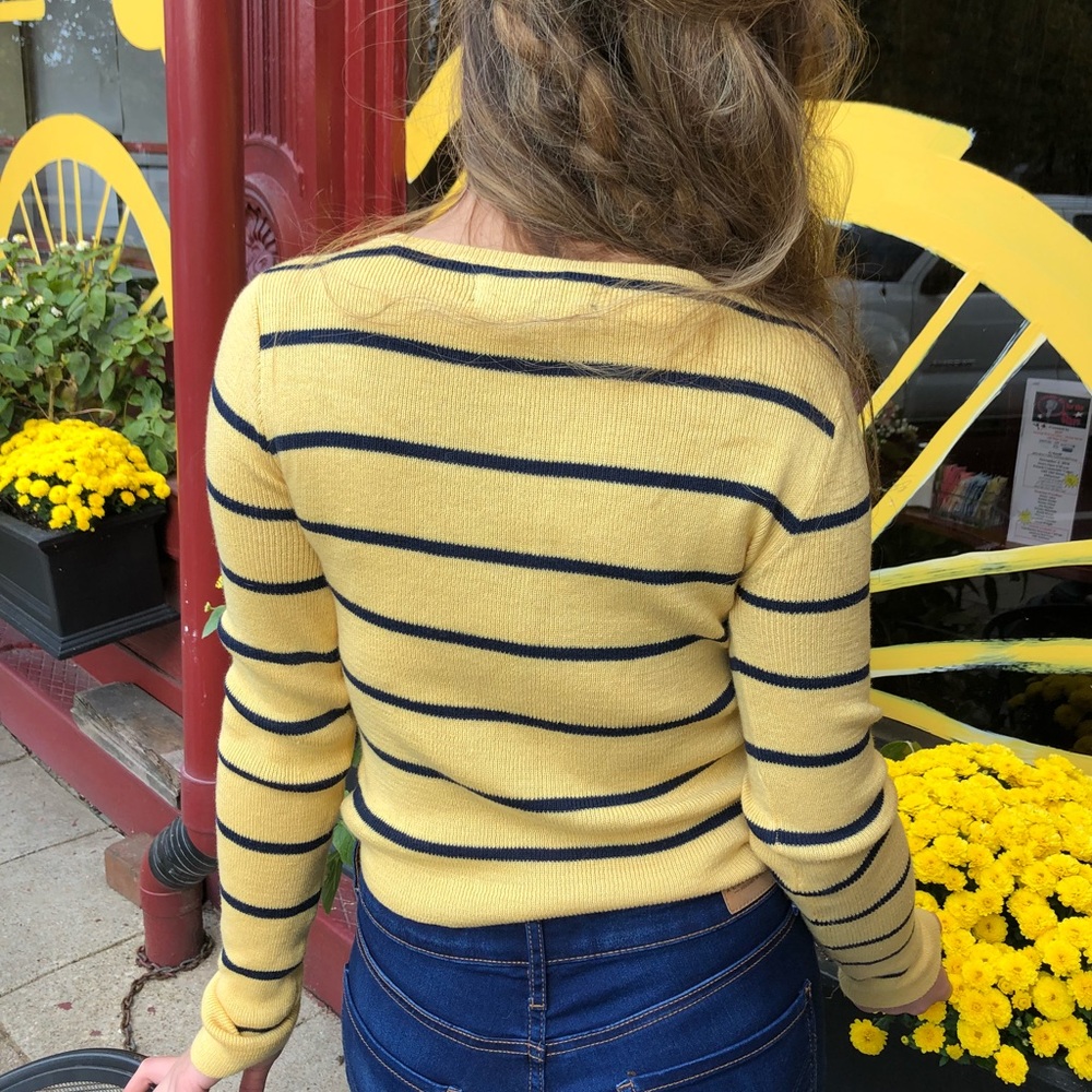 ๐ Yellow and Navy Striped Sweater ๐ - Picture 4 of 4
